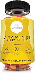 Gommies Vitamine D3 Premium – Gommies Vitamine D puissants pour soutenir les os sains, l'humeur et le système immunitaire – 2000 UI de vitamine D3 par portion – 60 Gommies D3