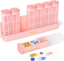 Organizzatore di pillole settimanali 3X al giorno, scatola di pillole staccabile 7 giorno, grande 3 volte caso di pillole giornaliere, titolare del contenitore di pillole di viaggio, scatola di erogazione di farmaci settimana per la medicina di supplemento di vitamina, rosa