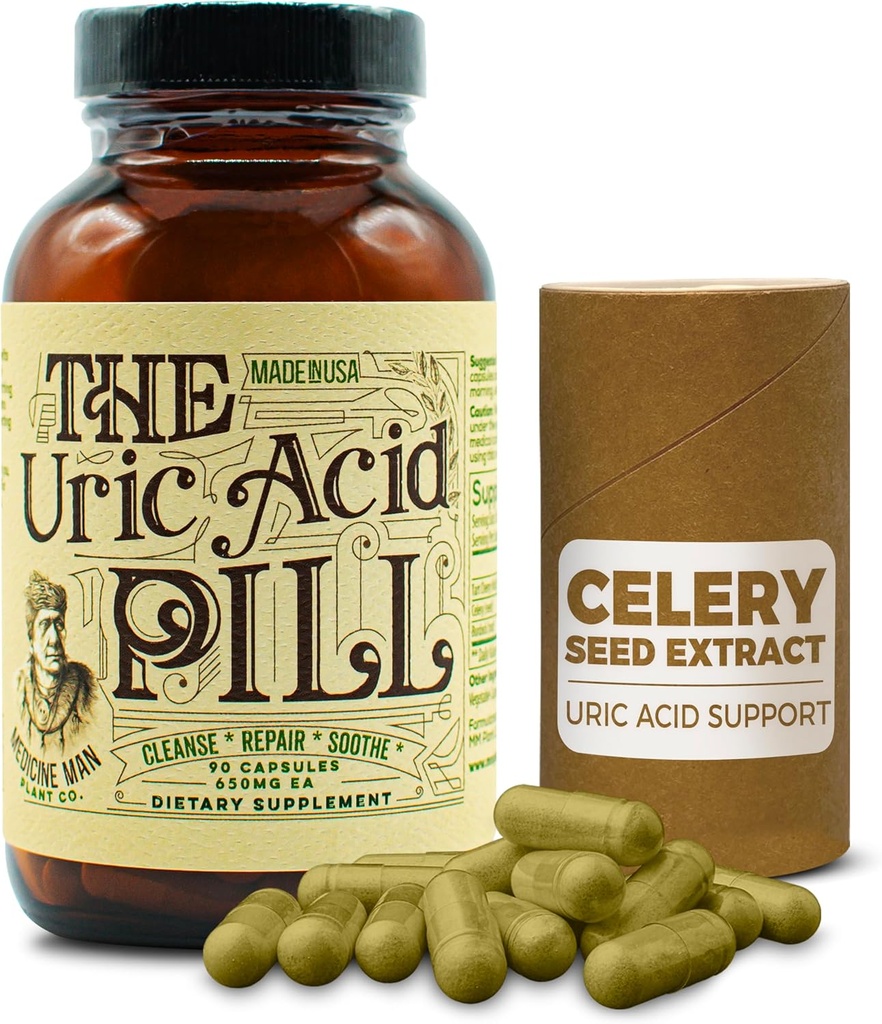 Die Uric Acid Pill 90 Kapseln - Uric Acid Supplement mit Tart Cherry Extract, Celery Seeds und Burdock Root - Uric Acid Support Supplement mit nicht-GMO und Kräuter Zutaten