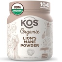 KOS Bio Lion's Mane Powder - Nootropic Superfood naturel - Champignon fonctionnel végétalien, base végétale, certifié USDA, sans OGM, sans soja et sans gluten - 104 portions