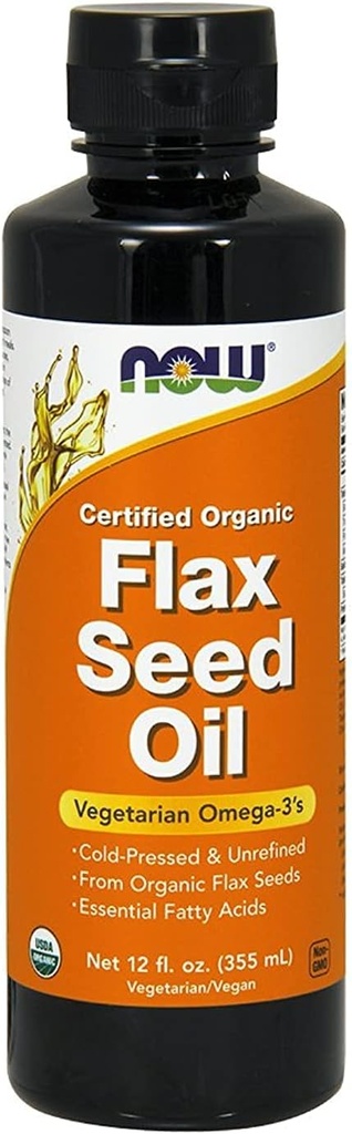 Olio di semi di lino da 12 Oz (certificato biologico non GE) - NOW Foods