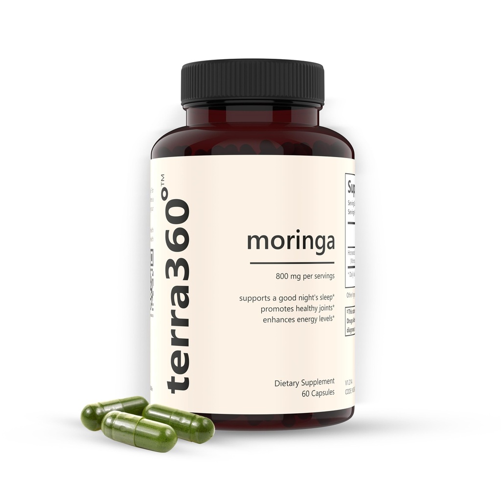 Moringa Kapseln 800 mg - 60 Kapseln, Moringa Pure Kapseln, Leistungsstarke grüne Superfood, Glutenfrei, Non-GMO, Energie, Haut, Immun- & Gut Gesundheit, Made in USA