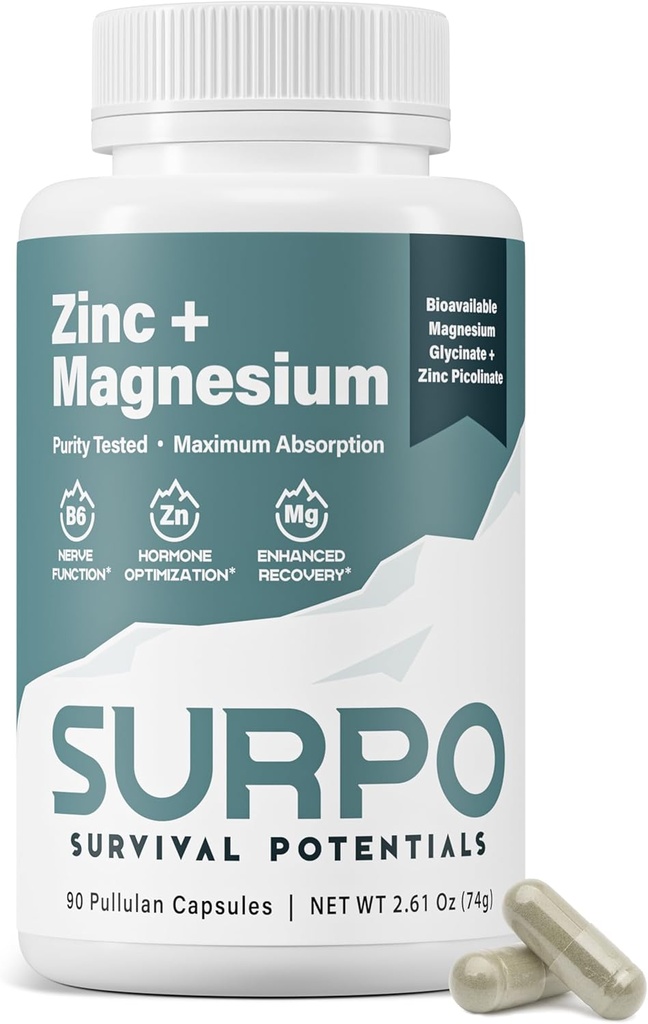 B6 Zink- und Magnesium-Ergänzungen für Männer & Frauen, Post Workout Muskel-Recovery-Ergänzungen für Leg Cramps, Immun- & Schlaf-Unterstützung, Chelat Magnesium Glycinat mit Zink Plus Vitamin B6, 90 Kapseln