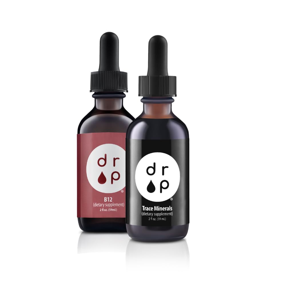 Suppléments de gouttes Minéraux traces organiques gouttes d'électrolyte et vitamine B12 2500 mcg 2 oz gouttes liquides