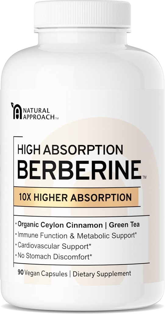Hohe Absorption Berberine Phytosome - 10X Mehr Bioverfügbar | Metabolic Unterstützung für Frauen & Männer | Ceylon Cinnamon + Grüner Tee Extrakt | Berberis Aristata Supplement | 90 Kapseln