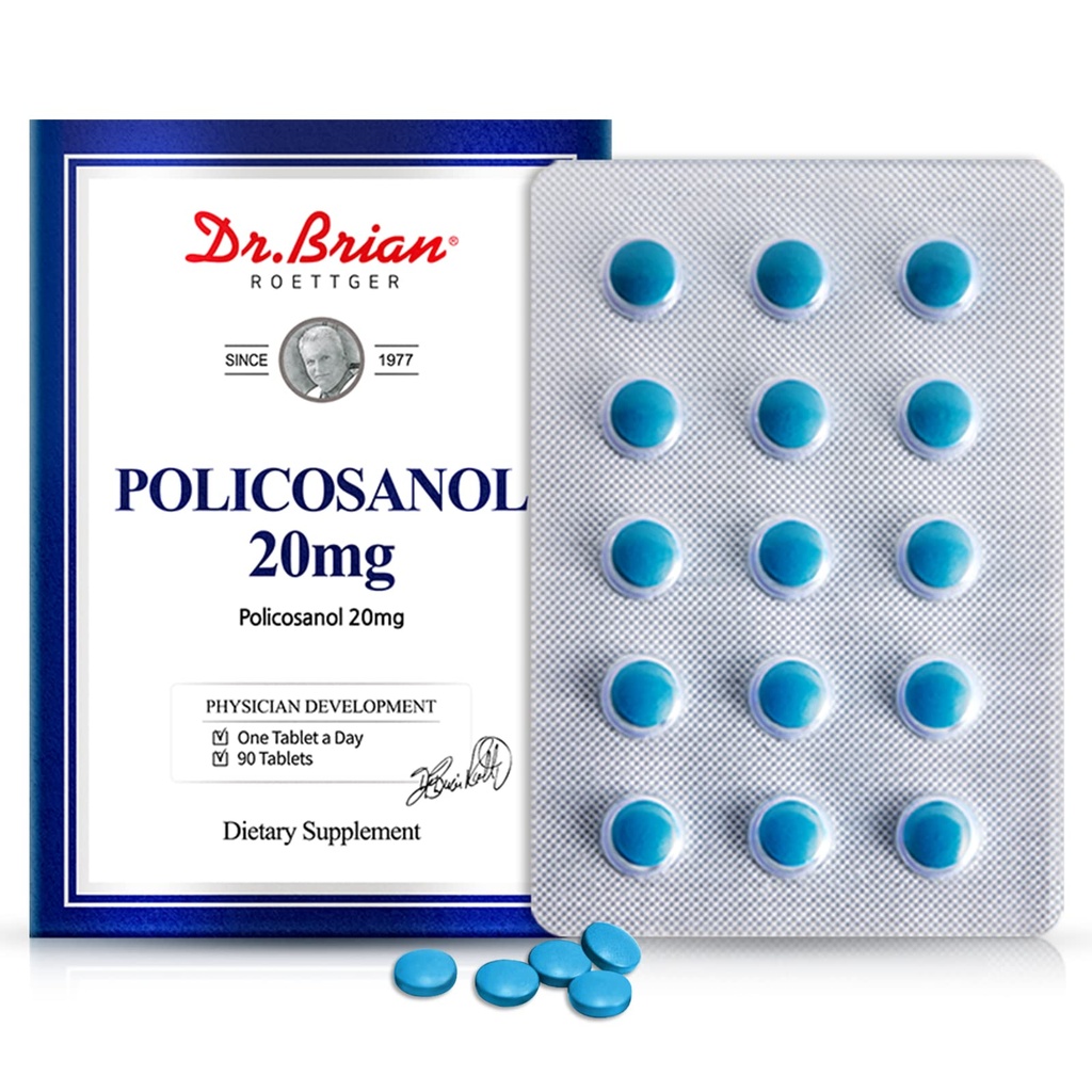 Dr. Brian Policosanol 20mg | 90 Policosanol Tabletten für Herzgesundheit Unterstützung | Non-GMO, Vegan, Glutenfrei, Dairy Kostenlos