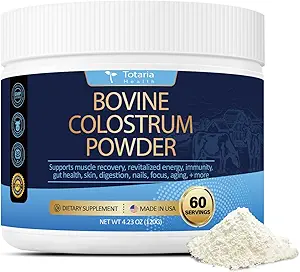 Totaria Bovine Colostrum Supplement Pulver für Gut Gesundheit, Haarwachstum, Schönheit und Immununterstützung - USA Farm Grass Fed - keine Füllstoffe, GMP zertifiziert Calostro Bovino para Adultos Organico, 60 Portionen