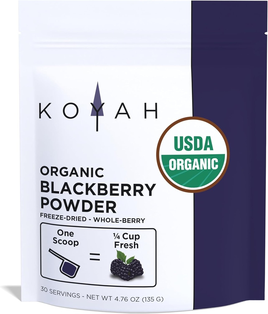 KOYAH - Bio BlackBerry Pulver: 30 Servierungen (1 Scoop = 1/4 Cup Fresh): Freeze-Dried, Whole-Berry Powder, Raw