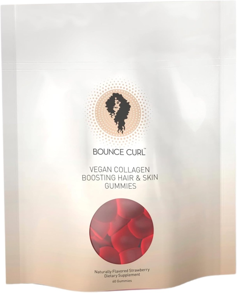 Bounce Curl Vegan Collagen Boosting Hair, Skin & Nails Gummies, 60 Strawberry Gummies