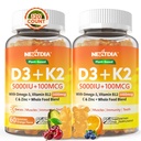 Vitamin D3 K2 Gummies 5000IU / 10.000 IU mit Omega-3 250mg + K2 (MK-7) 100mcg - 5X Absorption als Standard D3K2,mit Vitamin C, Zink und 5 Bio-Gemüse, unterstützt Knochen & Zähne Stärke, Immune
