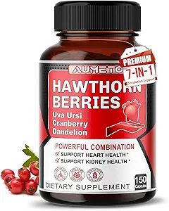 7 in 1 Ultra Hawthorn Berry con Uva Ursi Dandelion Cranberry Apple Cider Aceto - Cuore, Kinney Health Support