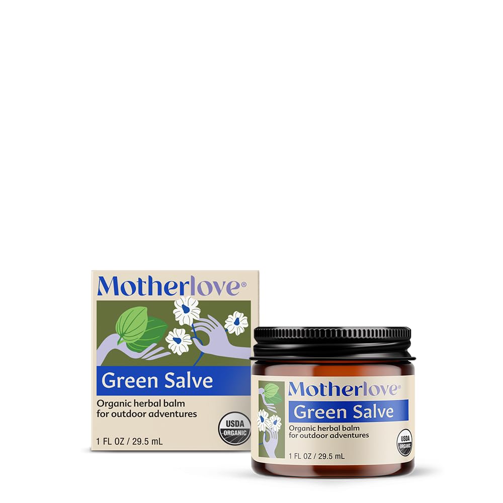 Motherlove Green Salve (1 oz) Family-Friendly Outdoor Avventura Unguento a Soothe Skin - USDA Organic