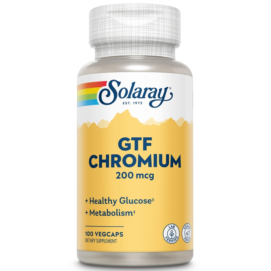 Solaray GTF Chromium Kapseln, 200mcg, 100 Zähler