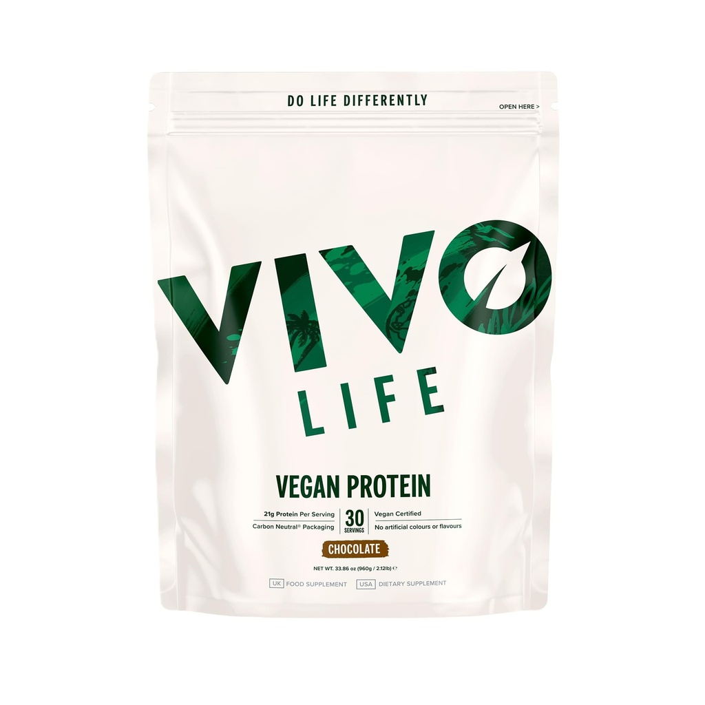 Vivo Vegan Protein Powder - 0,7 Unzen pflanzliches Protein pro Scoop, 30 Portionen (31.7 Unze) (Vanilla) (31.7 Unze, Vanille)