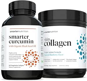 SMARTERNUTRITION Curcumina - Potenza e assorbimento + Collage della pelle più intelligente - Formula di azione tripla per la pelle vibrante, sana