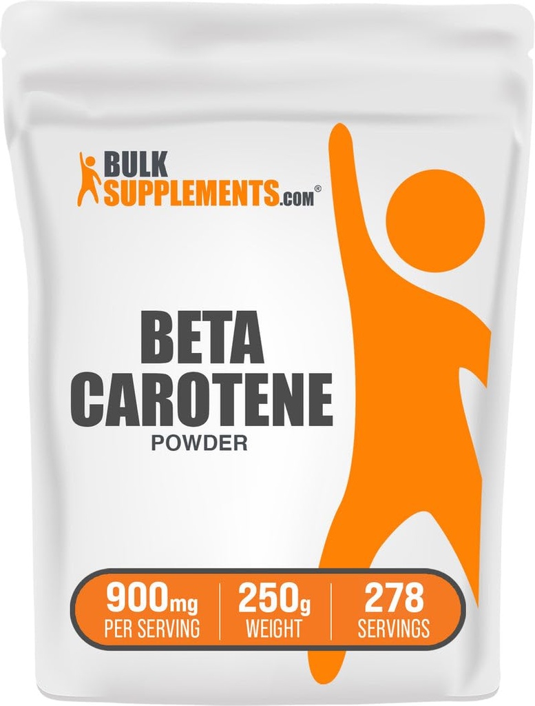 BulkSupplements.com Poudre de bêta-carotène - Supplément de bêta-carotène, supplément de vitamine A pour le soutien immunitaire et la vision - sans gluten, 900mg par portion, 250g (8,8 oz) (paquet de 1)