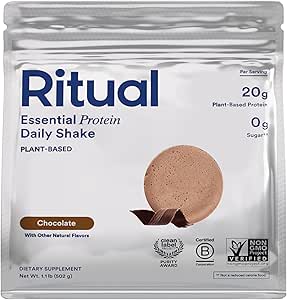 Ritual 18+ Vegan Protein Pulver mit BCAA: 20g Bio Pea Protein aus Regenerativen Bauernhöfen in USA, Glutenfrei, Pflanzenbasiert, Zuckerfrei, Milchfrei, Hand-Crafted Vanille, 1Lbs