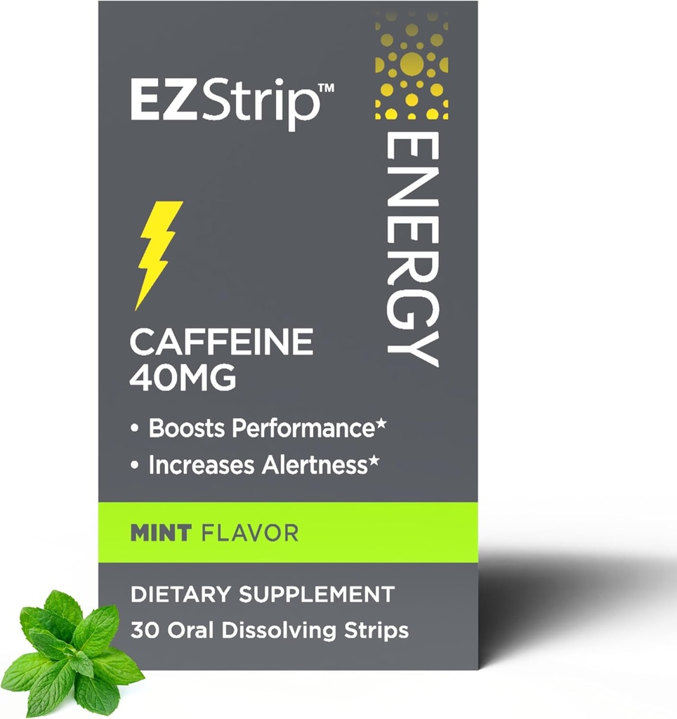 Energie-Ergänzungen - Mint Flavor, 30 Count - Lösen von Streifen mit 40mg Koffein, um zu helfen, Ihren Tag und steigern Leistung - Made in USA, Zucker und Gluten-Free