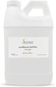 SUNFLOWER LECITHIN Flüssiges Öl | Kalt gepresst Unrefined | USP Grade ungebleicht 100% reine natürliche Sonnenblume Lecithin Öl | Haut Moisturizer, Seifenherstellung, Lotion | 64 fl oz
