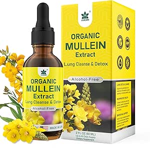 Mullein Tropfen für Lunge, Mullein Blatt Extrakt Kräuterergänzung, Natürliche Lung Cleanse, Atem- und Immununterstützung, Atemgesundheit, Tinktur mit Marshmallow, Elderberry - 2 fl Ounces