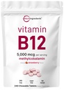 Micro Ingredients Vitamin B12 5.000 mcg 5,000 Methylcobalamin – 240 Kautabletten | Fast Dissolve, Natural Strawberry Flavor | Unterstützt Energie & Stoffwechsel Gesundheit | Vegan, Non-GMO, Glutenfrei