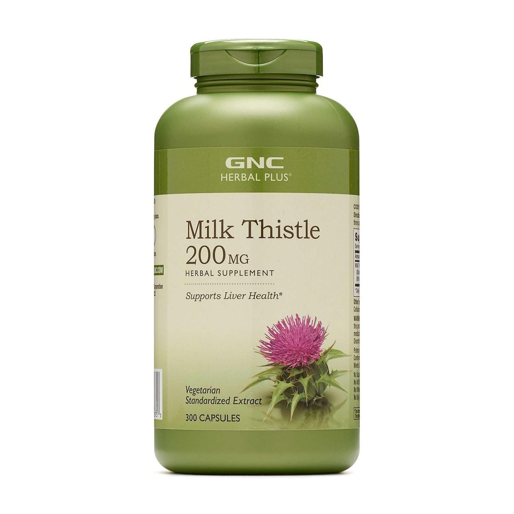 GNC Kräuter Plus Milchdistel 200mg Supplement, Vegetarisch, Unterstützt gesunde Leberfunktion, 300 Servierungen