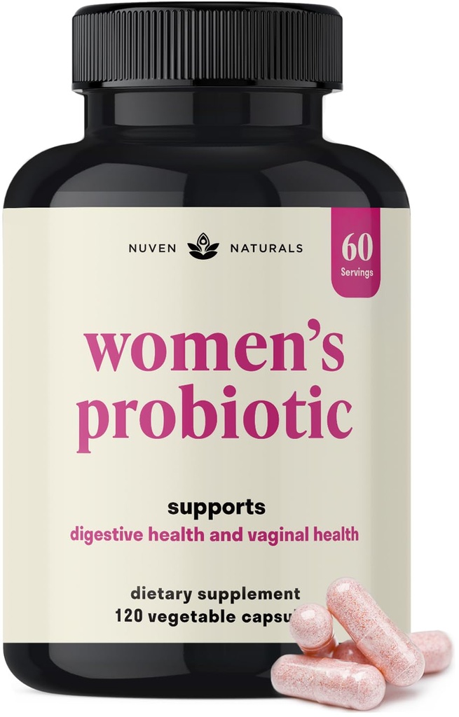 3-en-1 Probiotique pour les femmes - 60 portions - 12 souches uniques, prébiotiques, D-mannose et canneberge pour la santé digestive, la santé vaginale et le soutien immunitaire - Prébiotiques et probiotiques pour les femmes
