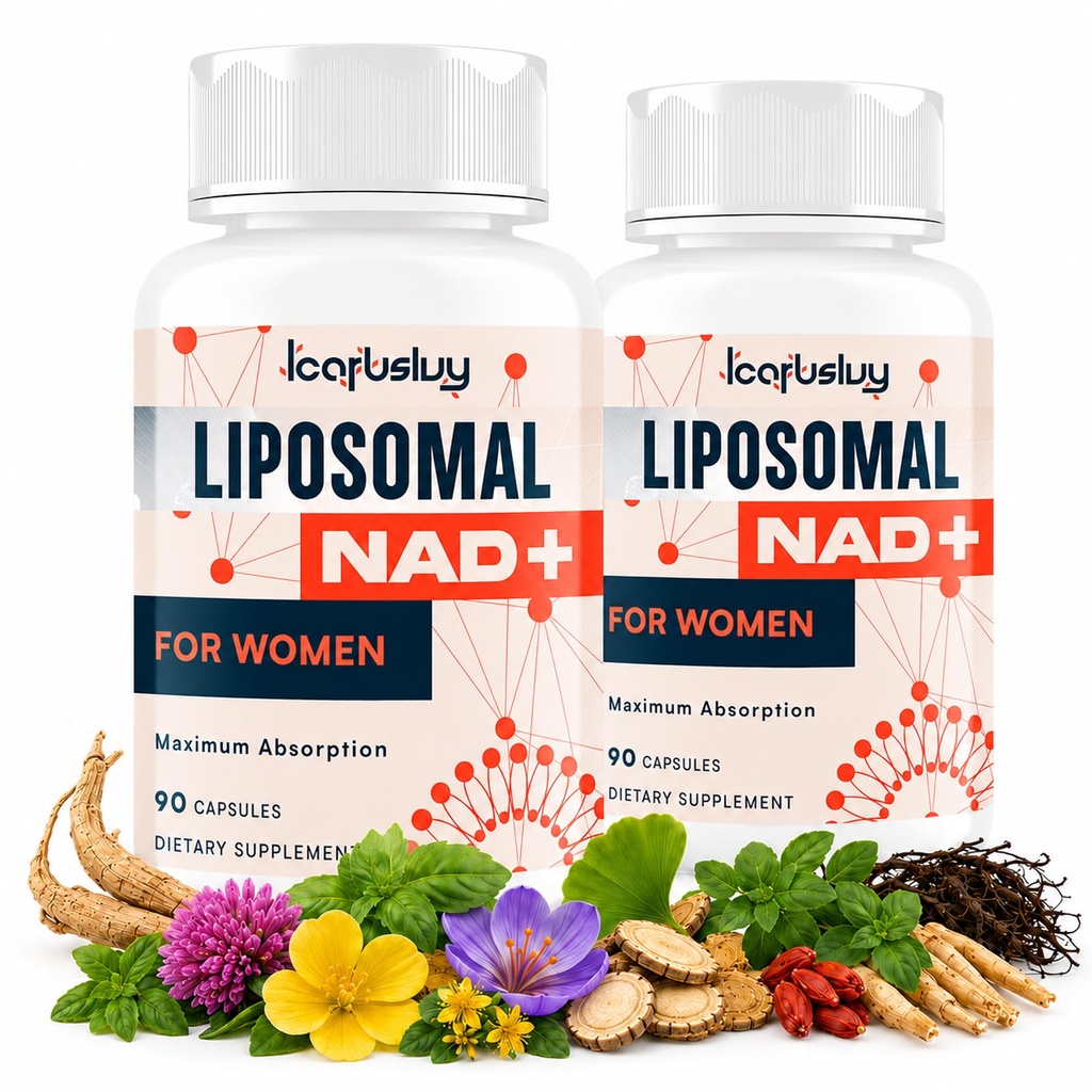 2000MG NAD+ Supplément pour les femmes, NMN Alternative avec Ashwagandha, Berberine HCL, Ginkgo Biloba & Black Cohosh, Female Liposomal NAD+ - pour la ménopause, focus, énergie et métabolisme, 180 capsules
