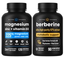 NutraChamps Complete Bone & Metabolic Support: Magnesium Zinc D3 & Berberine Duo