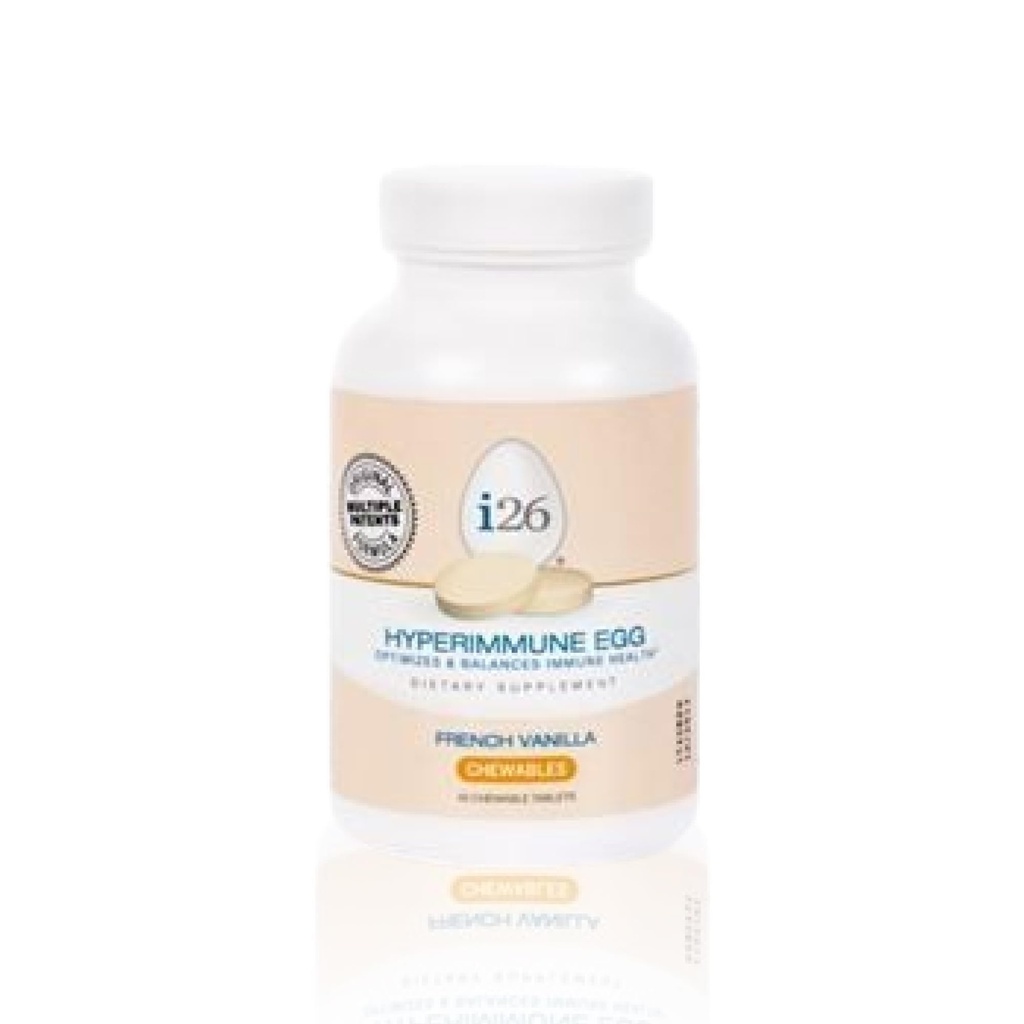 Youngevity i26 Hyperimmune Egg | IgY Max French Vanilla Chewable | Patented Immune Powerhouse Formula | Bone, Gut, Immune Support Supplement | 45 Chewable Tablets