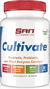 Prebiotici-Probiotici, Probiotici Multi-Straina e Prebiotici Sinergici di SAN con Enzimi Digestivi - Progettato per la Salute Digestiva, Supporting Gut Microbiome - per Donne & Uomini, 96 Capsule