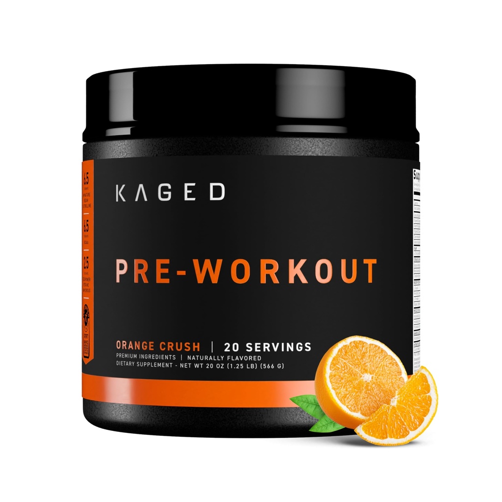 Kaged Original Pre Workout Powder | Orange Crush | Pre-Workout mit Kreatin, Beta Alanine, L-Citrulline, BCAAs | 274 mg Bio Koffein | Pre Supplements für Männer & Frauen | 20 Servierungen