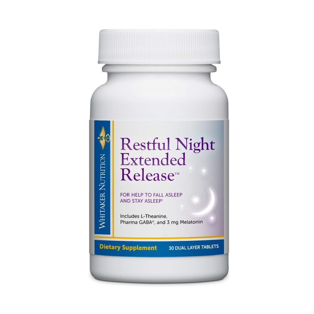 Dr. Whitaker Restful Night Extended Release Melatonin Sleep Aid ti aiuta a cadere Asleep e rimanere più a lungo con Dual-Layer, Extended Release Technology, 30 compresse (30-Day Supply)