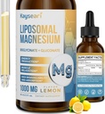 High Strength Liposomal Magnesium Drops, Easily Absorbed Chelated Forms of Magnesium Bisglycinate and Magnesium Gluconate, 60ML Lemon Flavored Liquid Drops