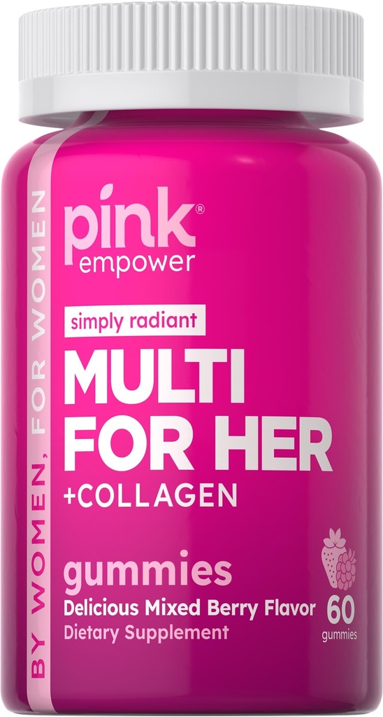 PINK Multivitamin Gummi für Damen | Non-GMO & Gluten Free | Plus Collagen & Biotin | Gemischte Beeren Geschmack