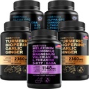 MEDCHOICE Sleep Melatonin (90ct), Turmeric & Ginger (240ct) und Nootropic Brain (120ct) Supplement Bundle - Wellness Trio für Gehirn, Schlaf und Immununterstützung - Vegan, Non-GMO, Gluten-Free