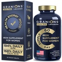 Suppléments de fer végétalien pour les femmes - 194 % Supplément de fer quotidien pour la grossesse et l'anémie Acide folique Vitamines prénatales - 168 % Acide folique folate - 60 comprimés