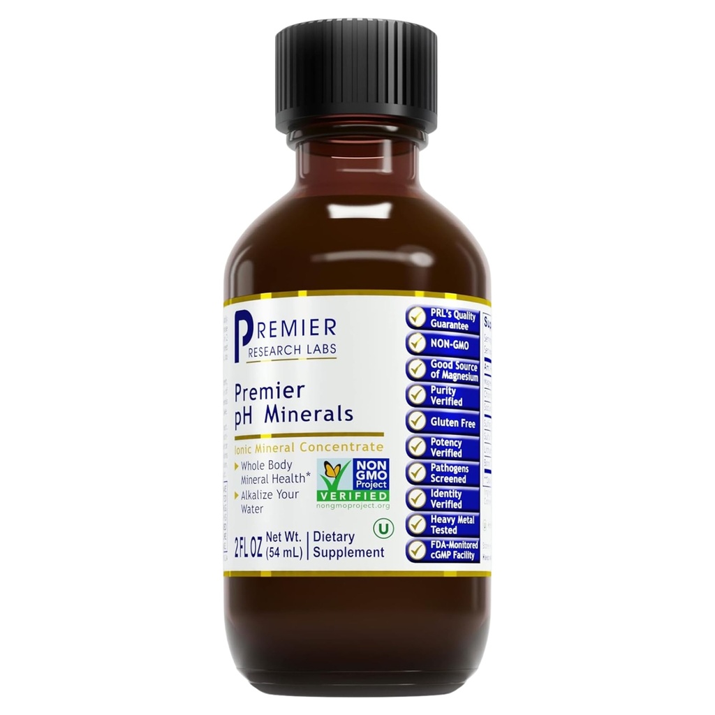 Premier laboratoire de recherche Premier pH Minéraux - Trace Minerals, Trace Mineral Drops, Minéraux pour l'eau, supplément de magnésium pour l'eau distillée, eau d'osmose inverse, concentré liquide - 2 fl oz