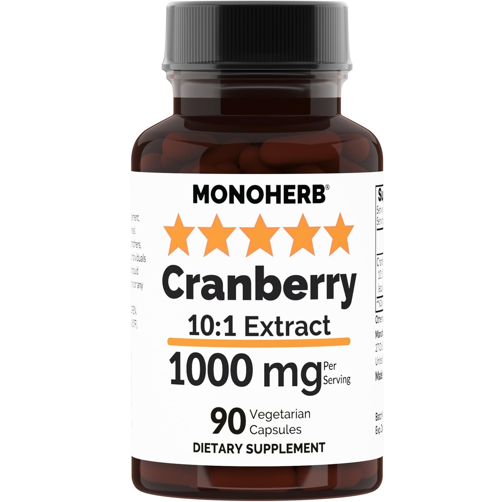 MONOHERB Cranberry Extrakt 1000 mg - 90 Vegetarische Kapseln