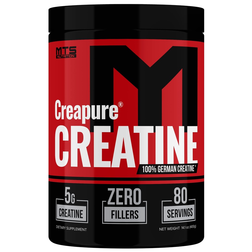 MTS Nutrition Creapure Creatine Powder - Muskelwachstum und Erholungsergänzung - 80 Portionen Unflavored