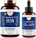 WINDSOR BOTANICALS Flüssiges Kollagen und Eisen für Frauen Beaty und Wellness Bundle