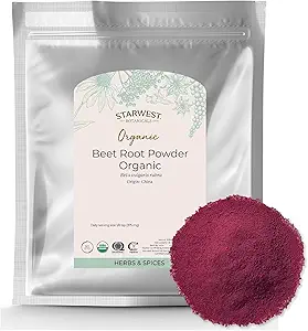 Polvere di radice di barbabietola biologica per uomini e donne - uso per succo, smooti, & tè, supporto energetico naturale, radice di barbabietola di terra, Kosher certificato, non OGM - Bulk 1 lb Bag