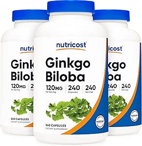 Nutricost Ginkgo Biloba 120 mg; 240 capsule (3 bottiglie)