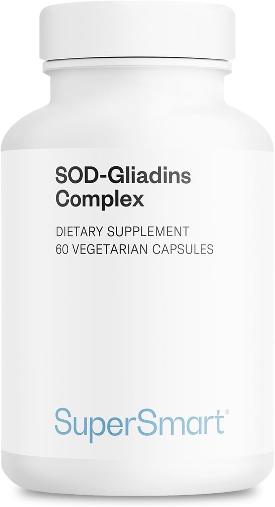Supersmart SOD-Gliadins Complex 500mg pro Tag (High Potency) - Superoxid Dismutase Supplement - Melon Extract Konzentrat & Antioxidans | Non-GMO - 60 Vegetarische Kapseln
