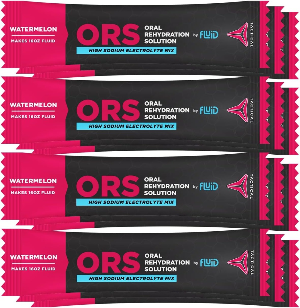 Fluid Tactical - ORS (solution de réhydratation orale), Récupérer plus rapidement, électrolytes de déshydratation extrême, 12pack (Watermelon)