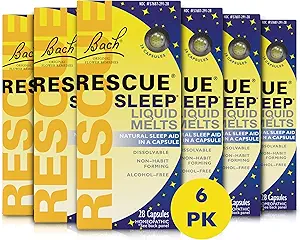 Bach RESCUE SLEEP Liquid Melts, Natürliche Orange Vanille Flavor, Schlaf & Stress Relief Aid, Homeopathische Blume Essence, frei von Melatonin, Gluten & Zucker, Non-Alkohol, Non-Narcotic, 6 Packungen, 28 Ct Jede
