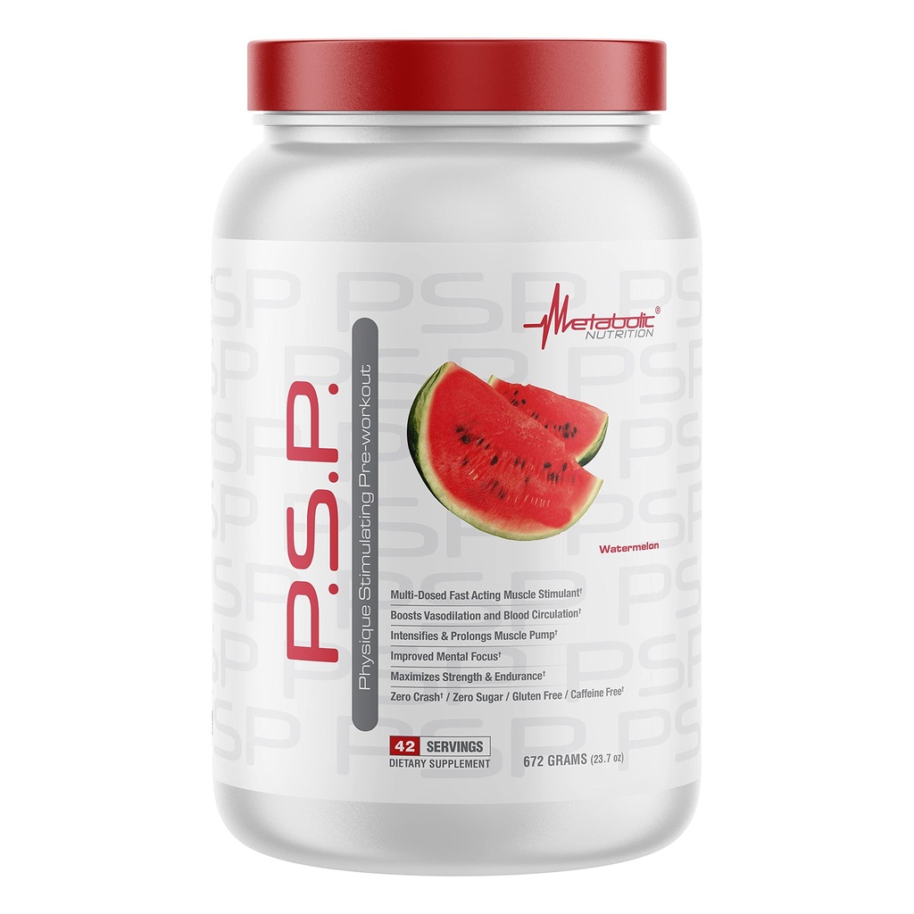 Nutrizione metabolica P.S.P. Fisica stimolante PreWorkout 672g Zero Sugar Caffeine Free (Watermelon)