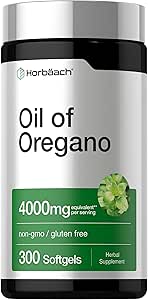 Horbäach Oregano olio | 4000mg | 300 capsule di softgel | Pillole di Carvacrol naturale | Non OGM e Gluten