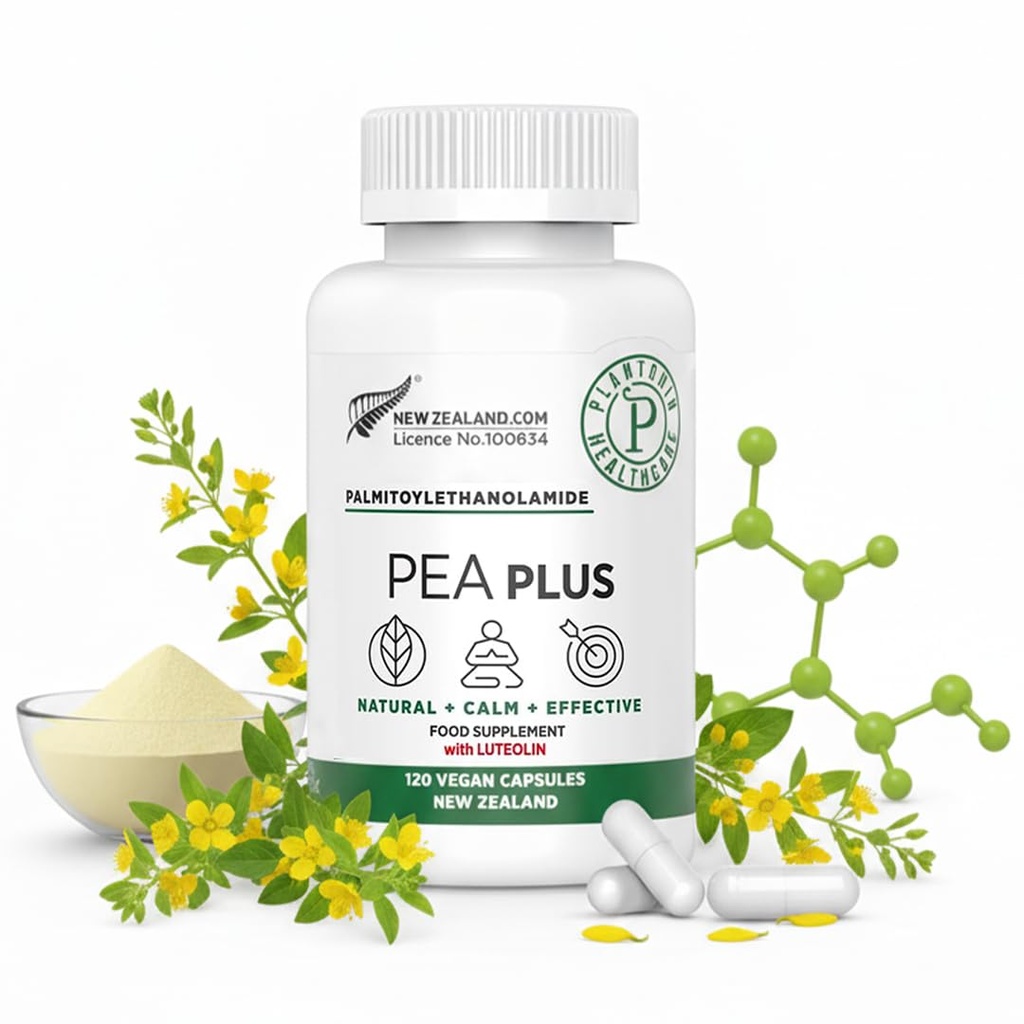 Neuseeland - Palmitoylethanolamid 600mg + Luteolin - Micronized Pea Supplements - 120 Vegan Kapseln