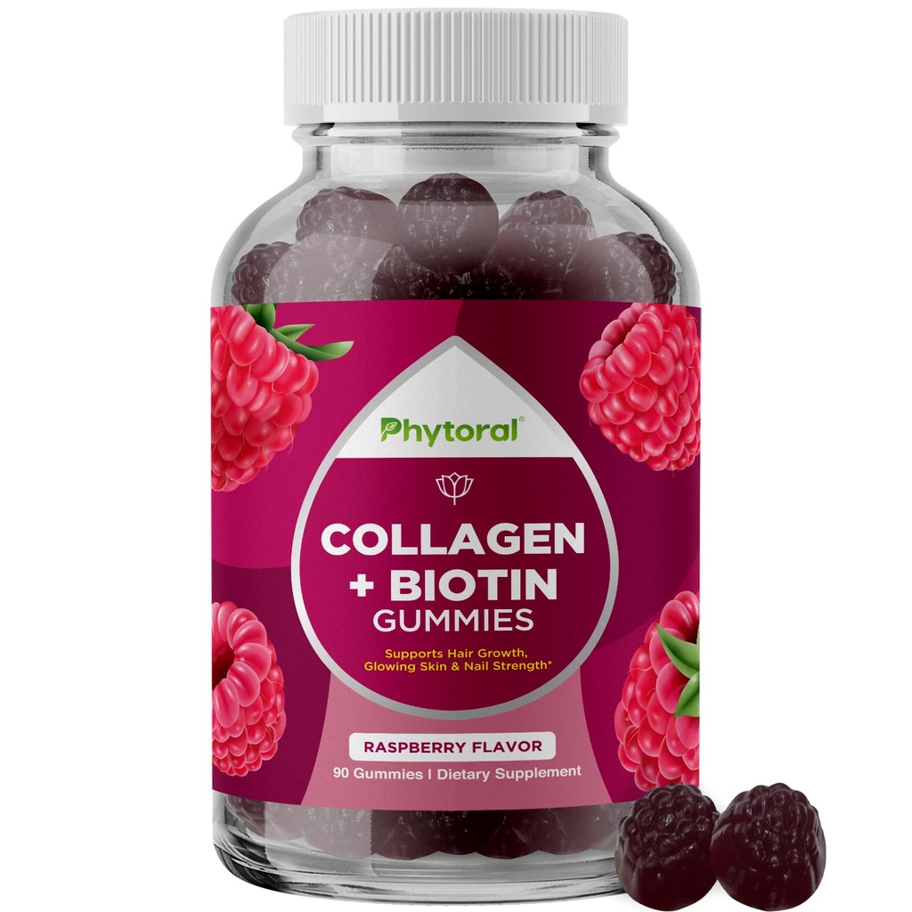 Hydrolysierte Kollagen-Peptide für Frauen mit Biotin - Haar-, Haut- und Nails-Vitamine für Elastizität, Vitalität und Hydration Gummie - natürlich gewonnenes Biotin und Kollagen für Frauen - 90 Count